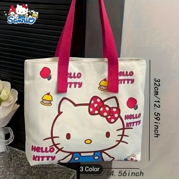 NWT Hello Kitty Women's Canvas Tote Bag, sz MD - Picture 2 of 4